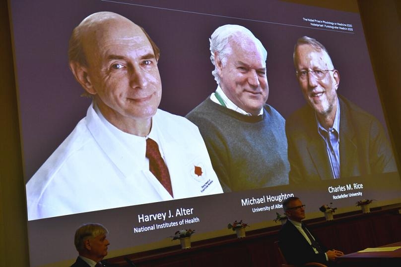 Americans harvey j alter and charles m rice, british-born michael houghton were revealed on monday as this year's laureates for the medical breakthrough touted saving millions of lives.